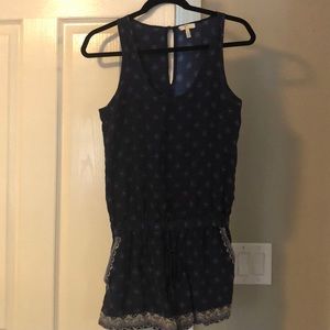 Navy silk romper